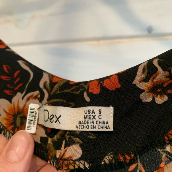 Dex | Black Dress w Rusty Orange Floral Print - Picture 7 of 7